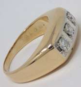 Classic 14kt YG Gents' 3-Stone Diamond Ring