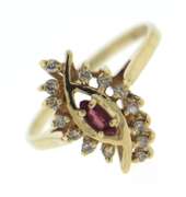 Fancy Yellow Gold Ruby and Diamond Ring