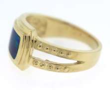 Festive Yellow Gold Opal Inlay Ring