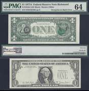 $1 1977-A FRN Overprint on Back Error PMG Choice Uncirculated 64