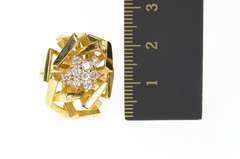 18K Yellow Gold 0.27 Ctw Retro Geometric Diamond Cluster Ring