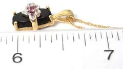 Sweet Onyx Necklace with Pink Stone in Yellow Gold