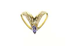 14K Yellow Gold Marquise Tanzanite Diamond Inset Chevron Pendant