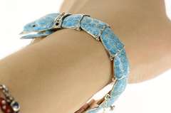 Sterling Silver Melesio Villarreal Taxco Enamel Ornate Snake Bracelet