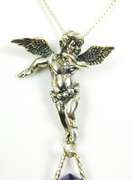 Wonderful Sterling Angel & Amethyst Prism Necklace