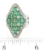 Entrancing 3.48CTW Emerald Cluster Ring in Platinum-Plated Silver