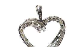 10K White Gold 2/3 Ct Diamond Classic Simple Heart Pendant