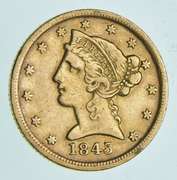 1845-D $5.00 Liberty Head Gold Half Eagle