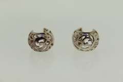 Sterling Silver Filigree Wide Hoop Earrings