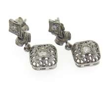 Fantastic White Gold Filigree Diamond Earrings