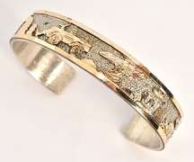 Joyful Two-Tone Cuff Bracelet in Sterling Silver