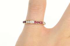 14K Yellow Gold 0.66 Ctw Ruby Diamond Eternity Wedding Band Ring