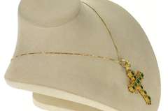18K Yellow Gold 3.47 Ctw Victorian Natural Emerald Cross Pendant