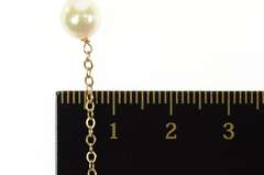 14K Yellow Gold 7.3mm Pearl Beaded Chain Link Necklace