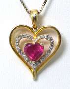 Sterling Silver Vermeil Necklace With Red and White Stones