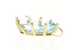 14K Yellow Gold 76.00 Ctw Pear Blue Topaz Diamond Pendant