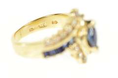 14K Yellow Gold 0.90 Ctw Marquise Sapphire Diamond Bypass Ring
