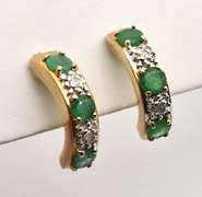 Sweet Emerald & Diamond J Hoop Earrings