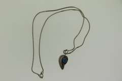American Native Sterling Silver Turquoise Pendant With Italian Chain