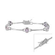 Sterling Silver Amethyst Oval Station Bracelet