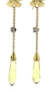 Fabulous 18kt Fower Dangle Earrings w Citirne and Diamond