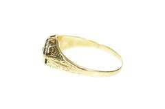 14K Yellow Gold Art Deco Etched Ornate Diamond Engagement Ring