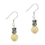 Sterling Silver 8mm Riverstone & Bali Bead Dangle Earrings