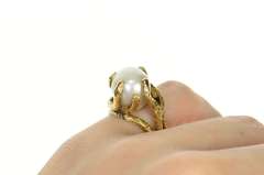 18K Yellow Gold Textured Tree Branch Retro Cocktail Ring