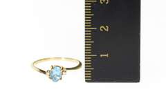 10K Yellow Gold Oval Blue Topaz Diamond Accent Bypass Ring