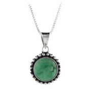 Sterling Silver Genuine Variscite Stone Bali Beaded Circle Pendant