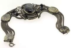 Sterling Silver Oval Hematite Multi Row Bracelet