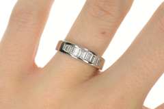 14K White Gold 0.80 Ctw Baguette Diamond D VS1 Wedding Band Ring
