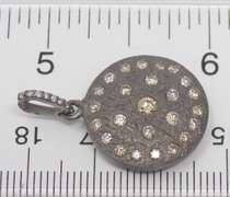 Edgy Sterling Silver Oxidized Diamond Cluster Circle Pendant