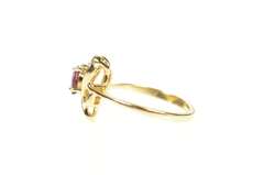 14K Yellow Gold Pear Purple Tourmaline Diamond Accent Heart Ring