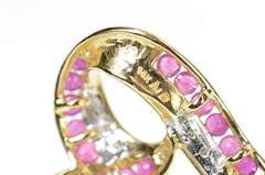 14K Yellow Gold Ruby Diamond Classic Curvy Heart Pendant