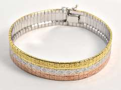 Stylish Sterling Bracelet with Two-Tone Accents