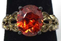 Bold Orange Stone Ring in Sterling Silver
