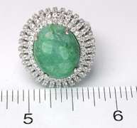 Awesome Massive 10.8CTS Natural Emerald & White Sapphire Ring in Sterling Silver