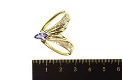 14K Yellow Gold Marquise Tanzanite Diamond Inset Chevron Pendant