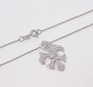 Exciting 14kt White Gold Fleur De Lis Diamond Pave Necklace