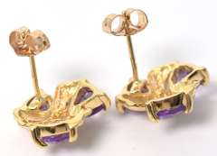Fun Amethyst Earrings in Yellow Gold
