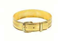 Gold Filled Retro Ornate Belt Buckle Etched Bangle Bracelet
