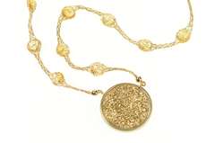 14K Yellow Gold Druzy Quartz Citrine Mesh Chain Statement Necklace