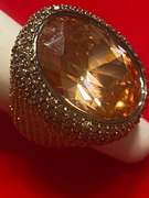 18k gold Topaz & Sapphire Ring With 3.00 Carats  Of Chocolate Diamonds