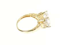 10K Yellow Gold Three Stone Emerald CZ Travel Engagement Ring