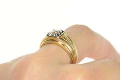 14K Yellow Gold 0.15 Ct Men's Art Deco Diamond Wedding Ring