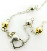 Sterling & 14K Gold Bead Necklace