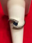 LADIES 14K WHITE GOLD SAPPHIRE AND DIAMOND RING