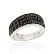 Sterling Silver .45ct TDW Black Diamond Wave Band Ring