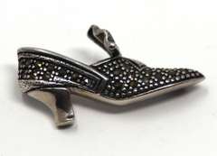 Sterling Silver Marcasite Shoes Pin